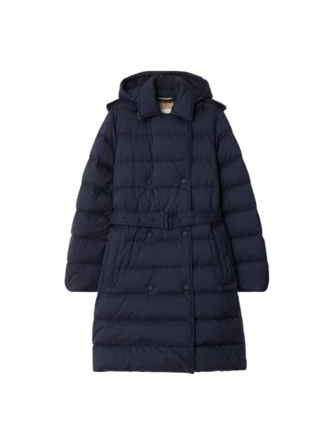 Burberry (WMNS) Burberry 25 Mid-length Nylon Hooded Puffer Coat 'Navy Blue' 81103141
