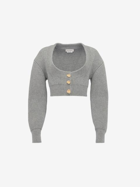 Women's Cocoon Sleeve Cardigan in Grey Melange