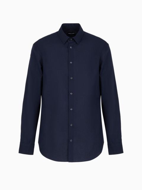 GIORGIO ARMANI Regular-fit cotton-seersucker shirt