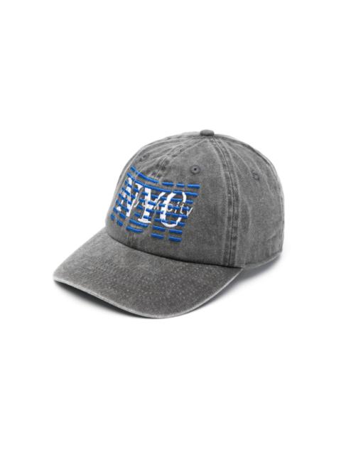 WHO DECIDES WAR NYC logo-embroidered stonewashed cap