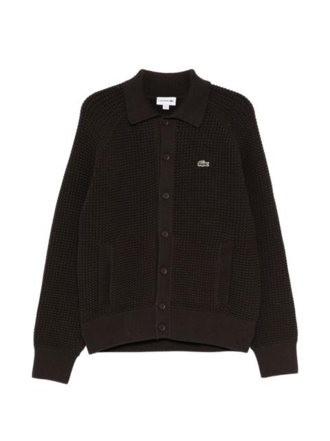 LACOSTE logo-patched long-sleeve cardigan
