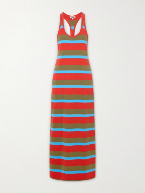 STAUD Encino Striped Cotton-blend Maxi Dress