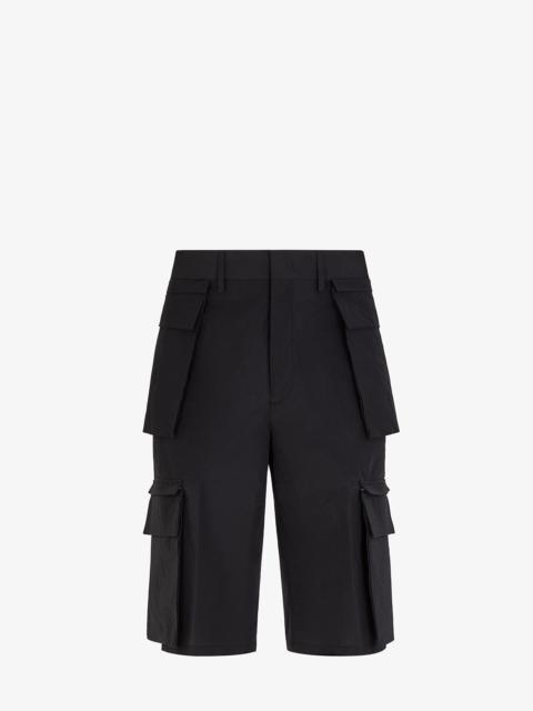 FENDI Cotton and black nylon Bermudas