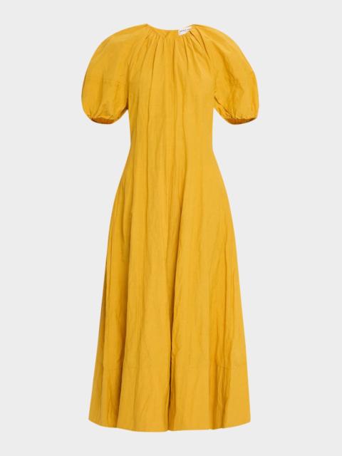 APIECE APART Antonella Blouson-Sleeve Ruched Maxi Dress