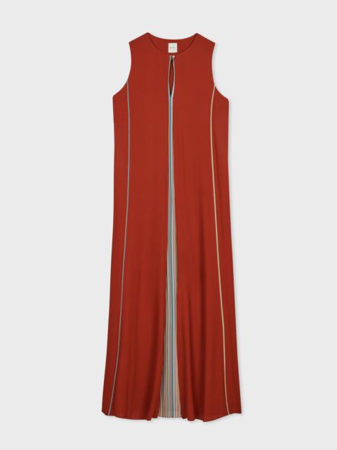 Paul Smith Women's Terracotta 'Signature Stripe' Keyhole Sleeveless Dress