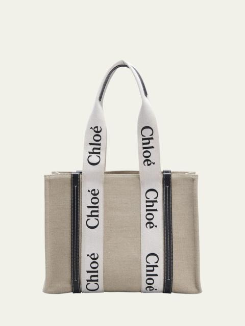 Chloé Woody Medium Tote Bag in Linen