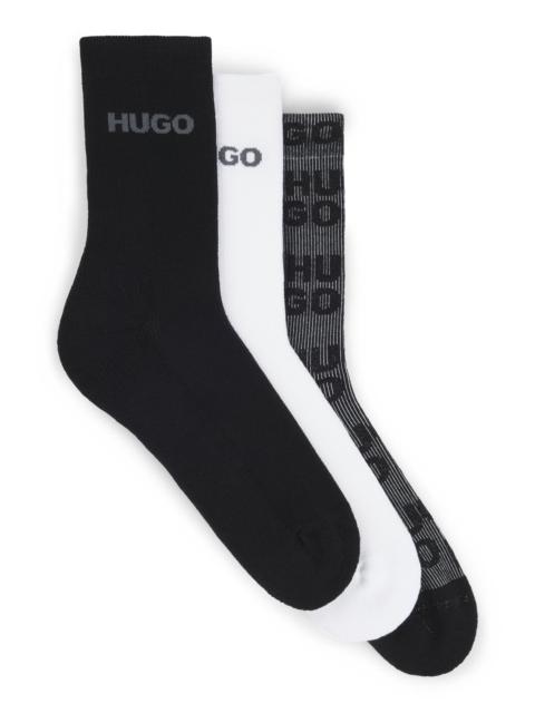 HUGO THREE-PACK OF SHORT-LENGTH LOGO SOCKS