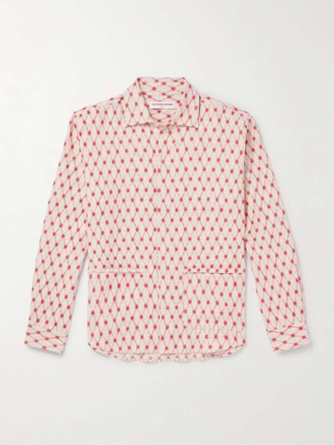 ORLEBAR BROWN Barkley Embroidered Cotton and Linen-Blend Jacquard Shirt