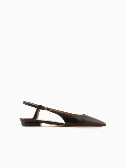 EMPORIO ARMANI Nappa-leather slingback ballerinas with pointed toe