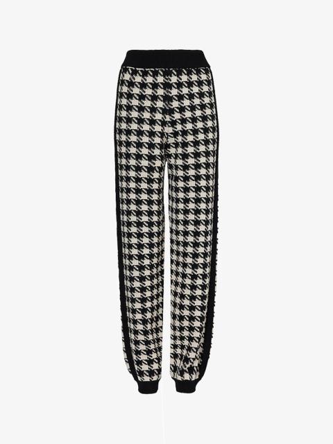 GUCCI Elasticated-cuff houndstooth-pattern wool trousers
