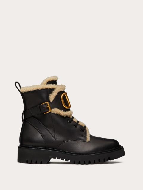 Valentino VLogo Signature Calfskin and Shearling Combat Boot 35 mm
