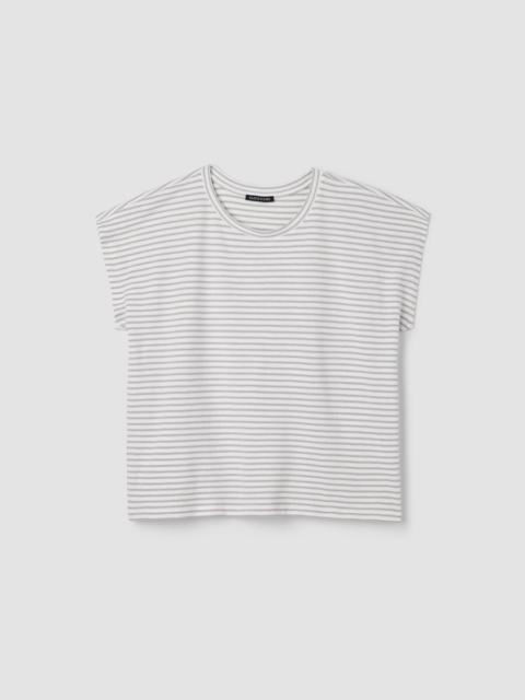 EILEEN FISHER Striped Organic Cotton Slub Crew Neck Tee