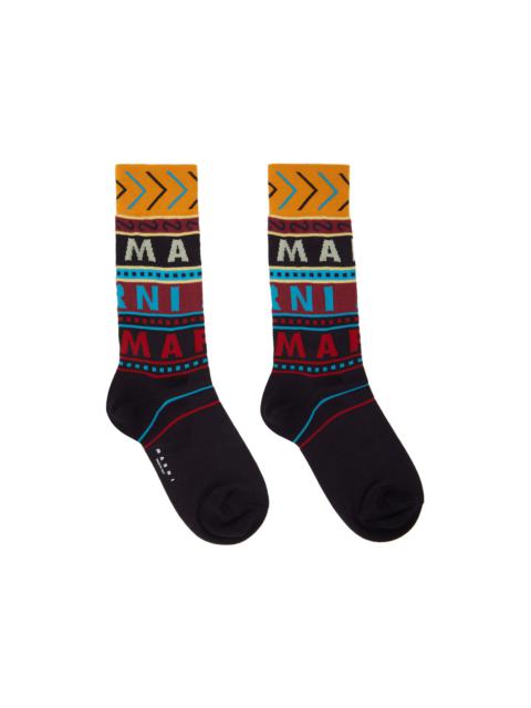 Marni Brown Logo Socks