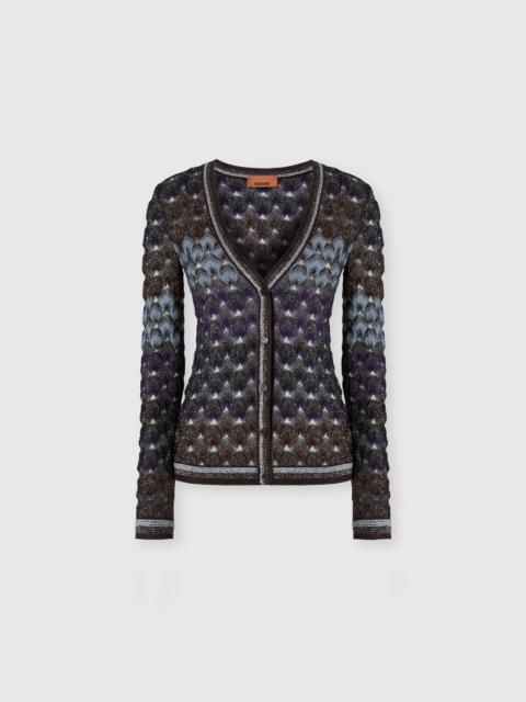 Missoni Slim viscose lamé cardigan with lace motif