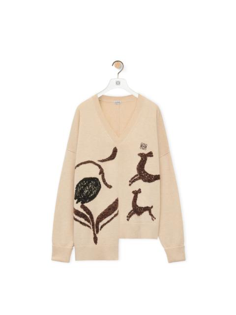 Loewe Asymmetric deer sweater in wool