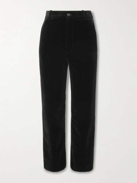 SAINT LAURENT Cotton-velvet Cropped Slim-leg Pants
