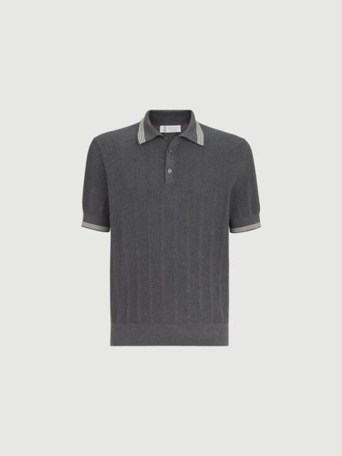 Brunello Cucinelli Cotton textured rib knit polo