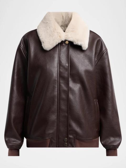 GENERATION LOVE Allison Faux-Fur Combo Faux Leather Bomber Jacket