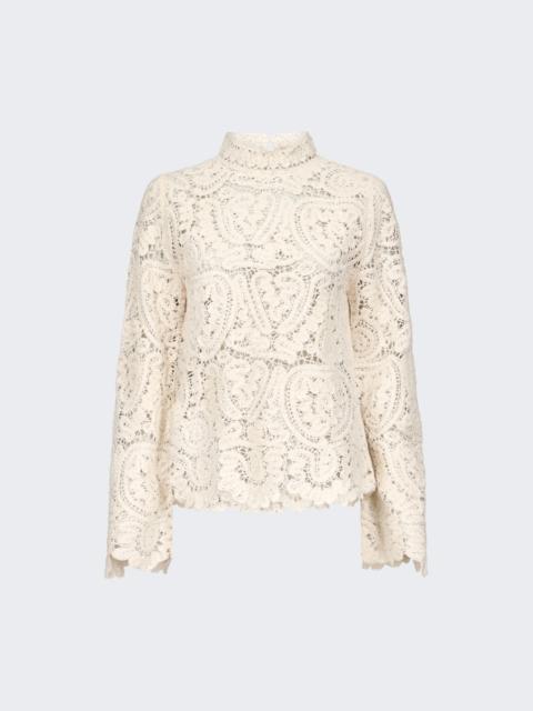 Loulou de Saison Wade Stand Collar Sweater Ivory