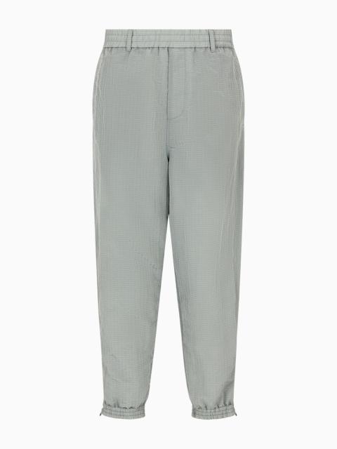 EMPORIO ARMANI Light nylon seersucker trousers with stretch hem and zip