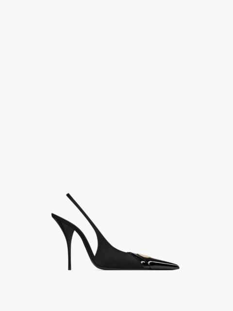 SAINT LAURENT LOUIS SLINGBACK PUMPS IN PATENT LEATHER AND SATIN
