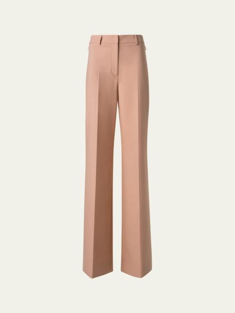 AKRIS Fior Wool Crepe Double-Face Wide Leg Pants