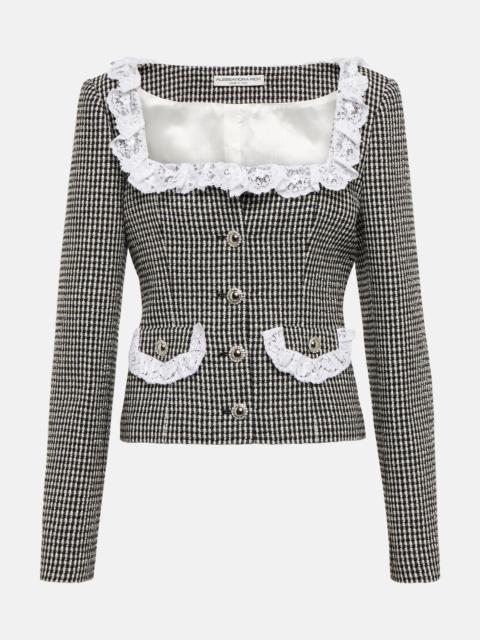 Lace-trimmed checked tweed jacket