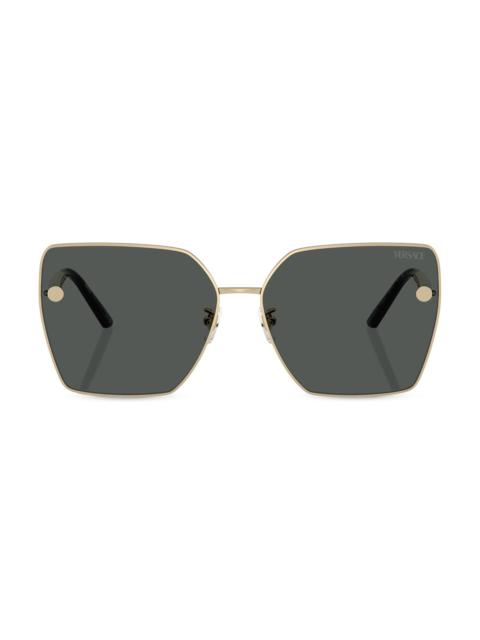 VERSACE Women's 63MM Square Sunglasses - Gold Black Dark Grey