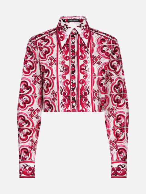 Dolce & Gabbana Cropped Majolica-print poplin shirt