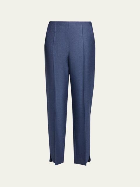 GIORGIO ARMANI Silk Straight-Leg Ankle Slit Trousers