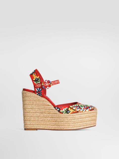Dolce & Gabbana Carretto-print canvas wedge sandals