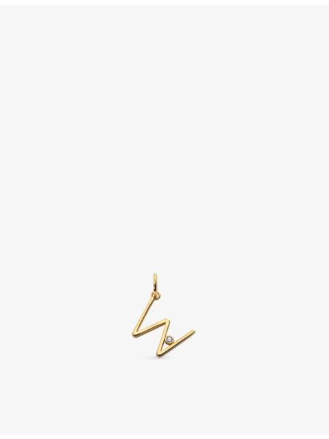 MONICA VINADER Solitaire Diamond Initial W 18ct Yellow-Gold Vermeil And 0.035ct Lab-Grown Diamond Pendant
