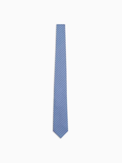 EMPORIO ARMANI Pure silk tie with jacquard op-art motif