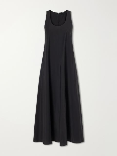 Theory Gathered cotton-blend maxi dress Black