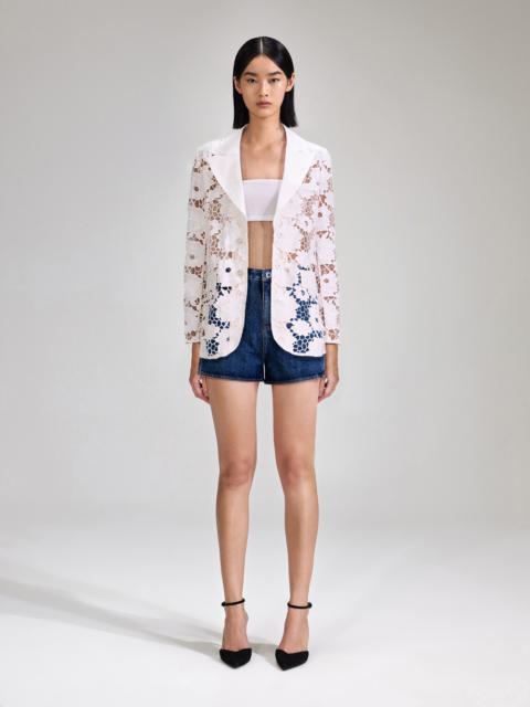 self-portrait White 3D Cotton Lace Jacket