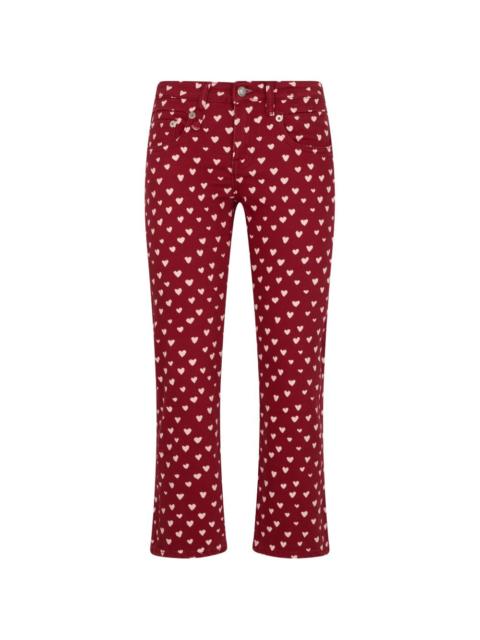 R13 heart-print cropped trousers