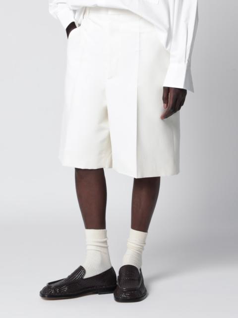 Bottega Veneta White silk-blend bermuda shorts by Bottega Veneta