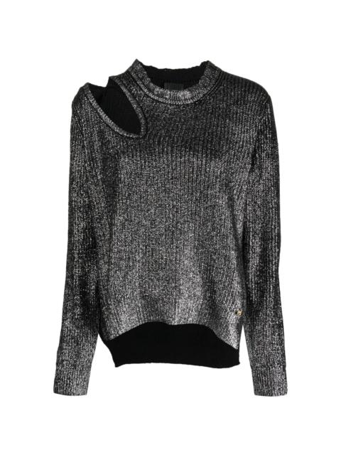 cut-out metallic-ribbed jumper