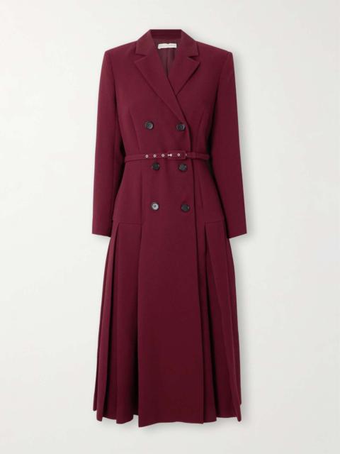 EMILIA WICKSTEAD Chaney belted double-breasted crepe coat Burgundy