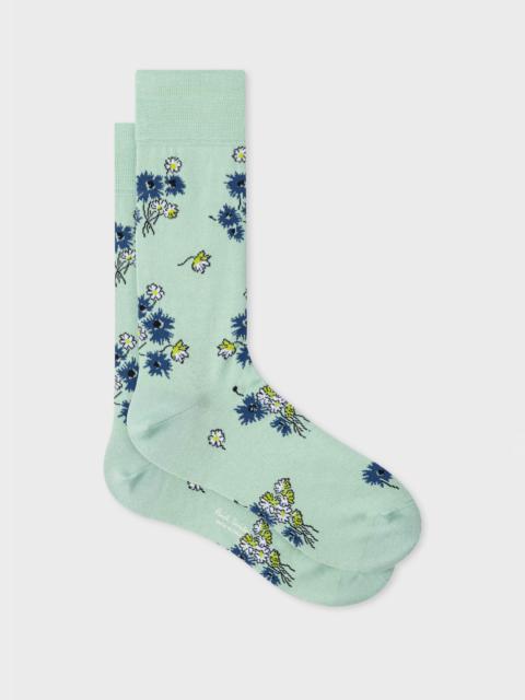 Paul Smith Sage Green 'Narcissus Floral' Socks