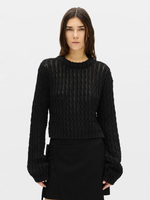 Ann Demeulemeester Reza Twisted Rib Cropped Crew Neck Sweater