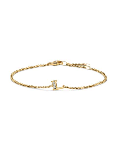 DAVID YURMAN Women's Petite Pavé Initial Chain Bracelet in 18K Yellow Gold - Initial L