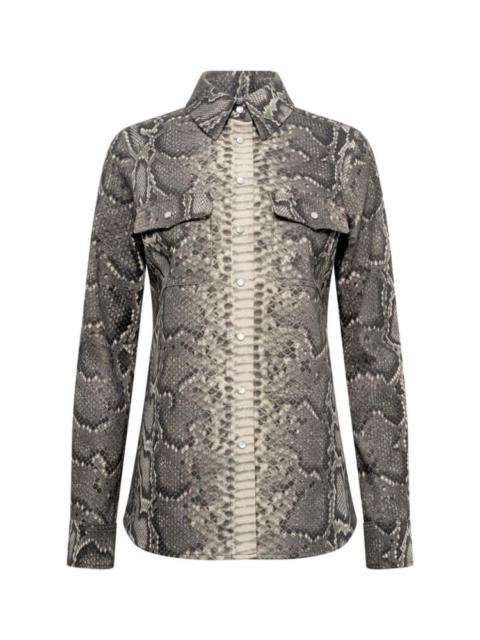 GABRIELA HEARST John Austin Shirt in Greyscale Recycled Printed Cotton Denim