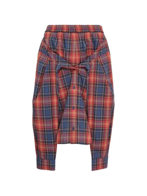 pushBUTTON buttoned tied-waist plaid skirt