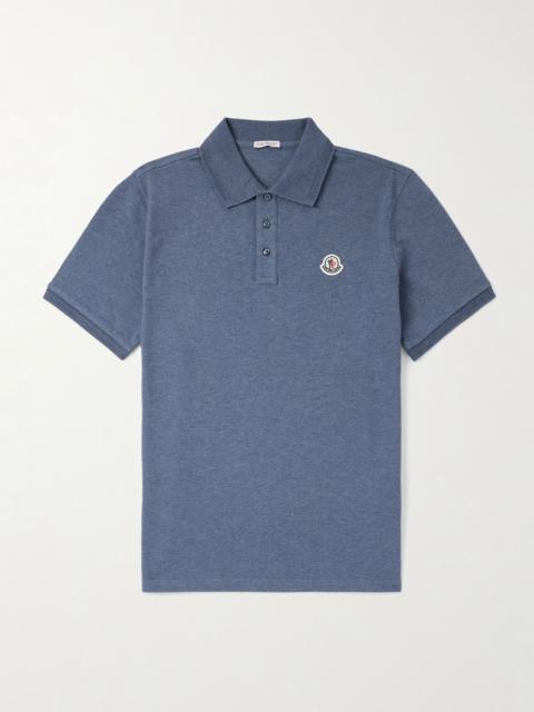 Moncler Logo-Appliquéd Cotton-Piqué Polo Shirt Blue