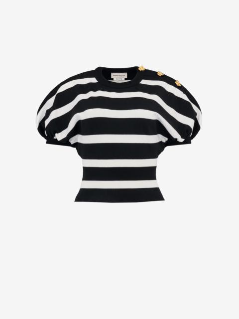 Alexander McQueen Women's Striped Cocoon Jumper in Black/ivory