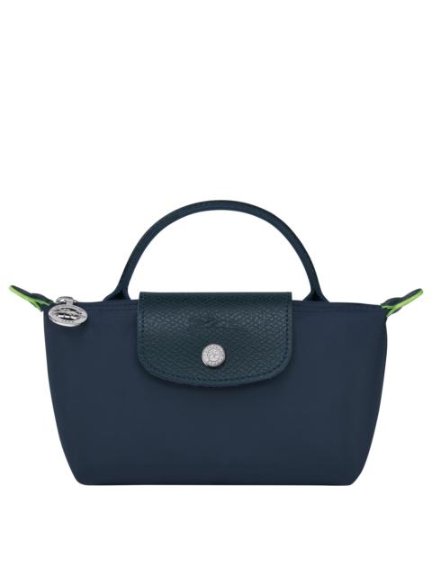 Longchamp Le Pliage Green Pouch with handle Navy - Recycled canvas