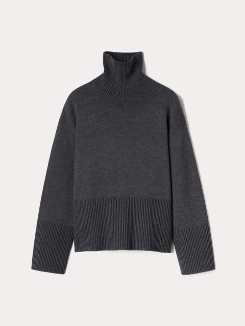 Wool cotton turtleneck dark grey melange