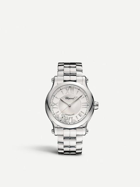 Chopard 278559-3002 happy sport stainless steel and diamond watch