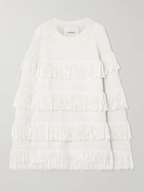 LISA YANG Agneta fringed cashmere-blend bouclé sweater Cream